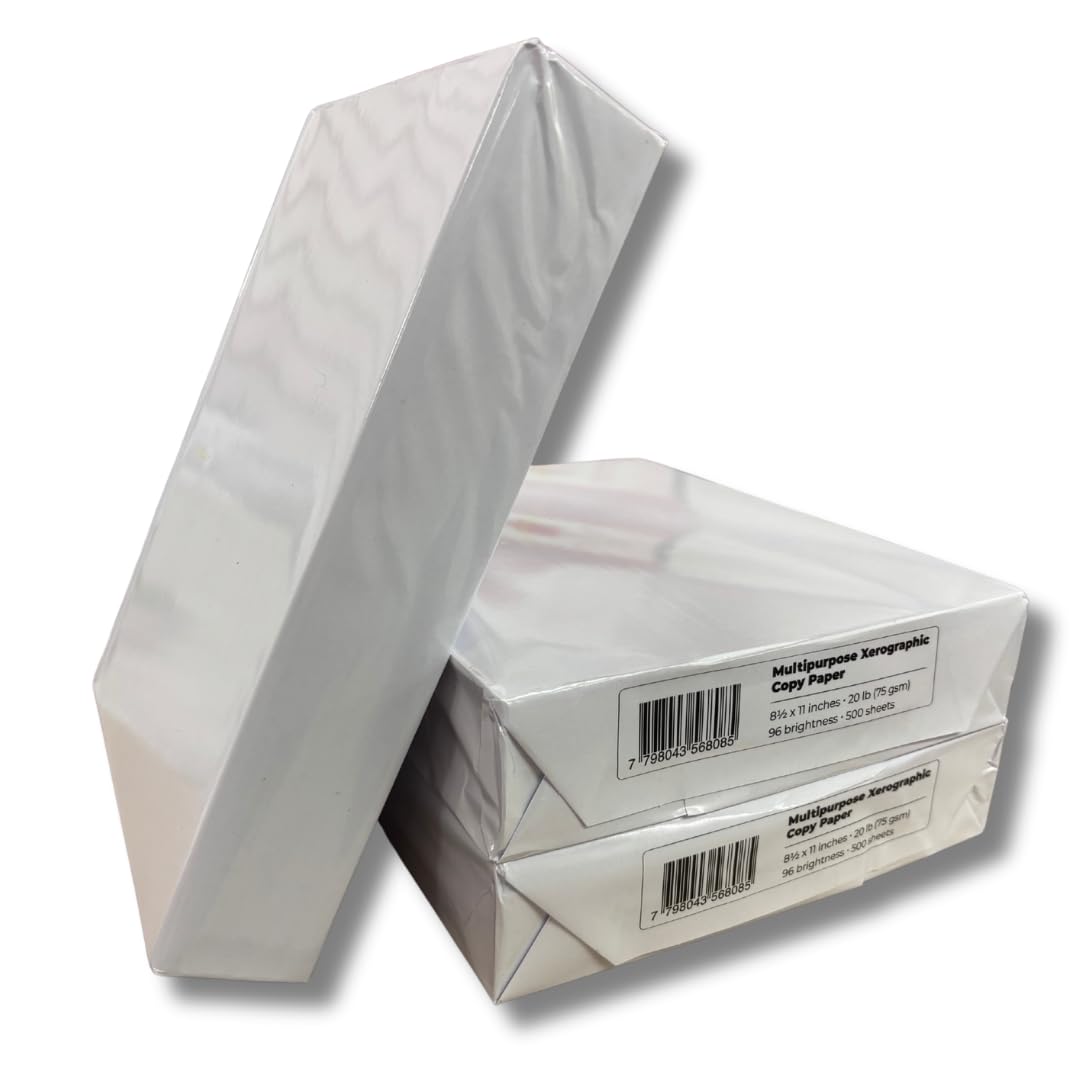 Xerographic Copy Paper 8.5" x 11" 92 bright 20 lb weight - 5000 Sheets
