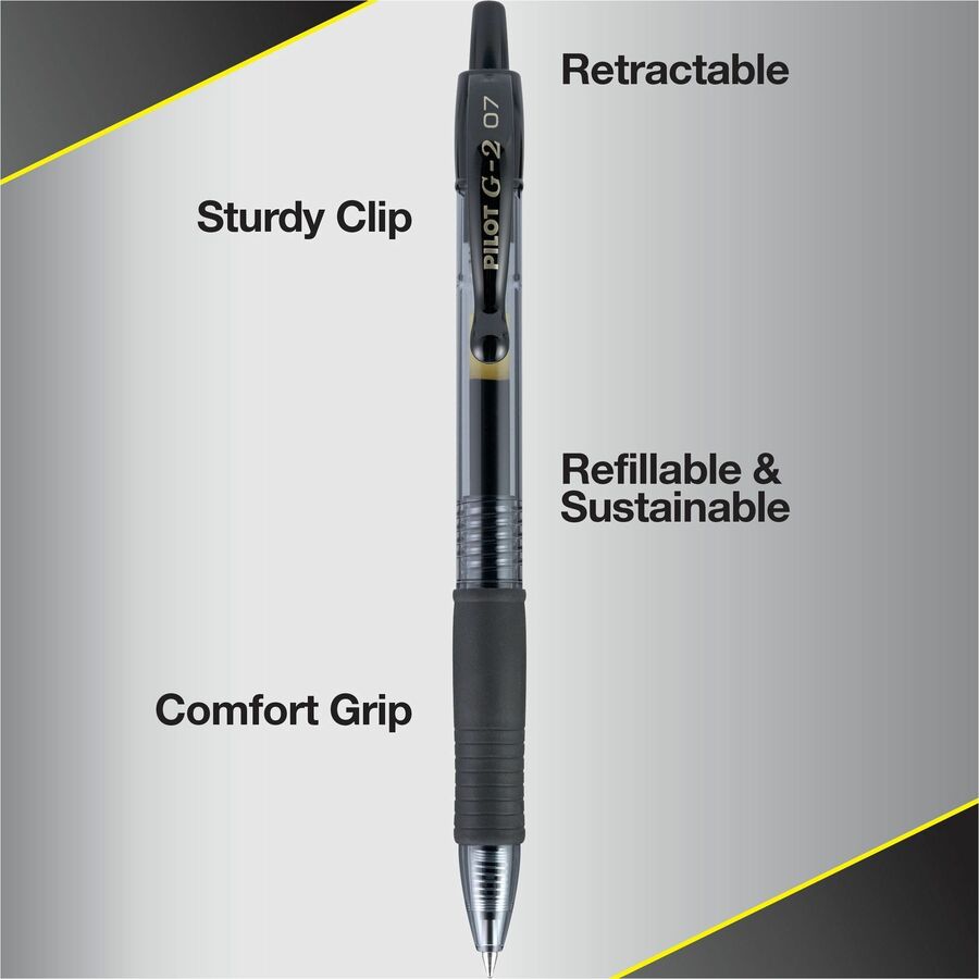 Pilot® G2 Retractable Gel Ink Rollerball Pens – Black (0.7 mm Fine Point)