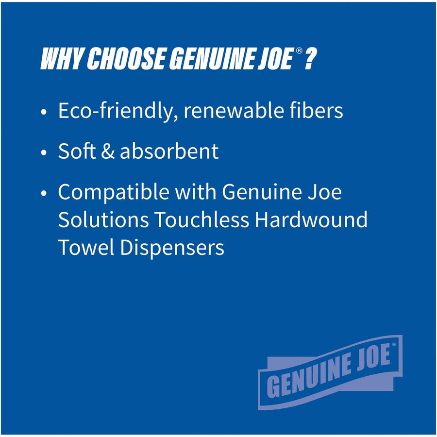 Genuine Joe® 7” x 850’ Hardwound White Paper Roll Towels - 6ct