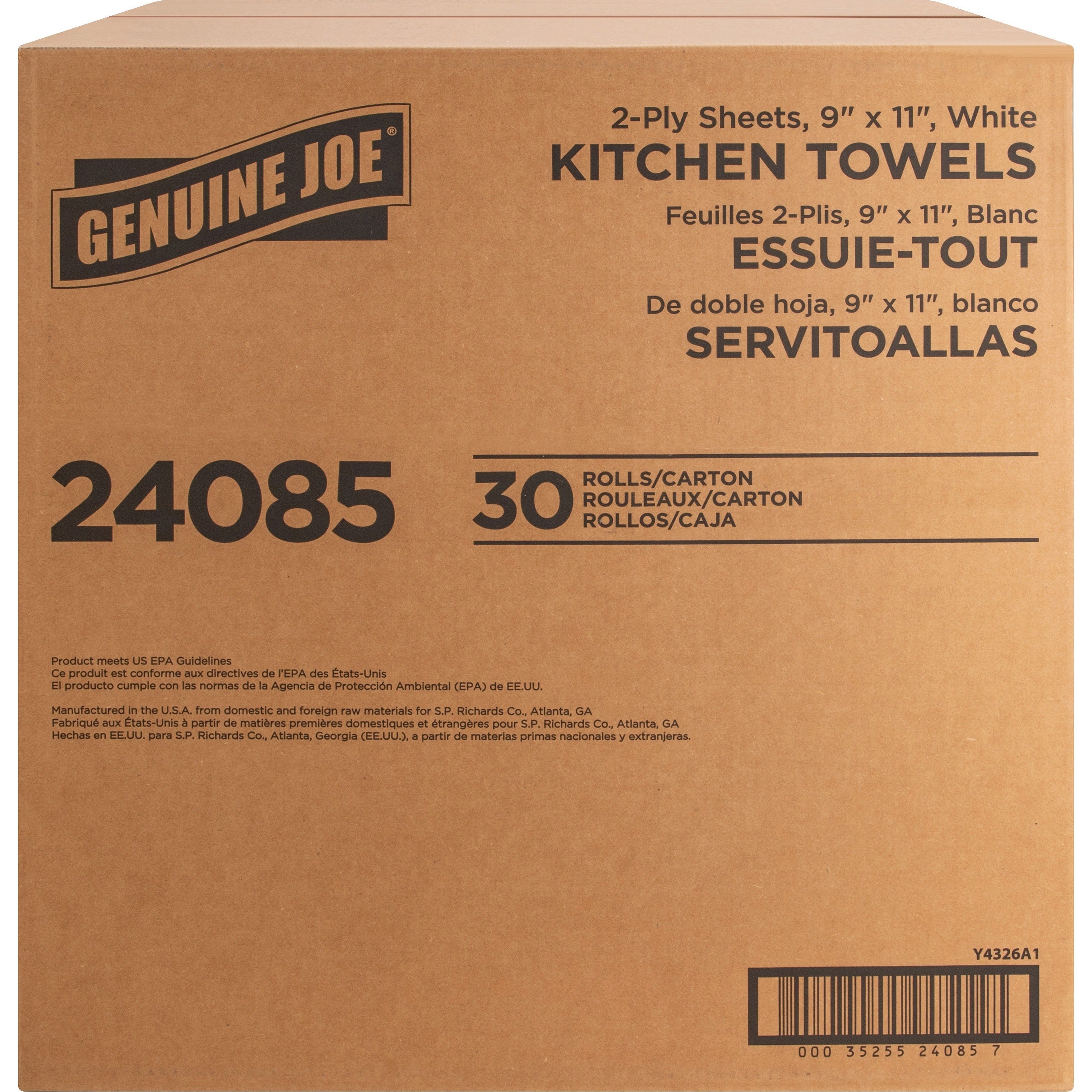 Genuine Joe 2-Ply Kitchen Roll Flexible Size Paper Towels - 30 Rolls