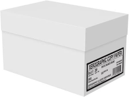 Xerographic Copy Paper 8.5" x 11" 92 bright 20 lb weight - 5000 Sheets