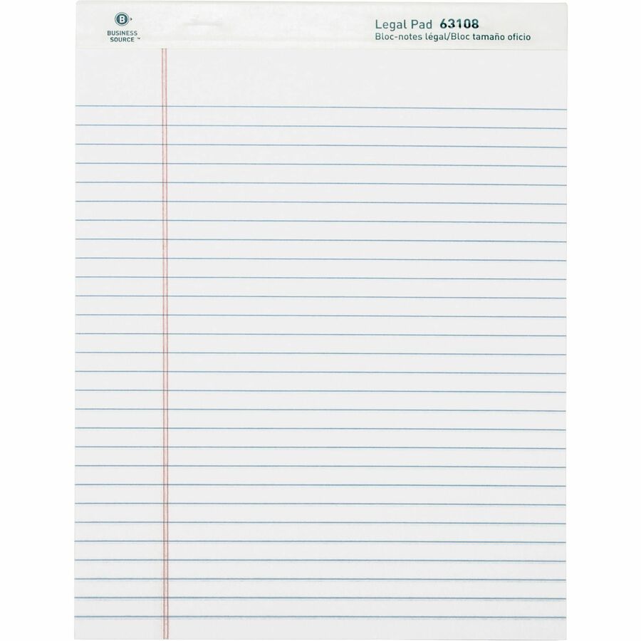 Business Source® Micro-Perforated Legal Ruled Pads – White (8.5” x 11.75”) - 12ct