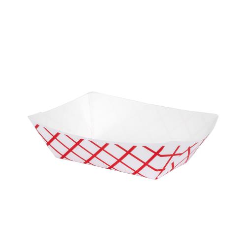 Jovials™ #100 Clay Coated Red Check 1lb Paper Food Tray