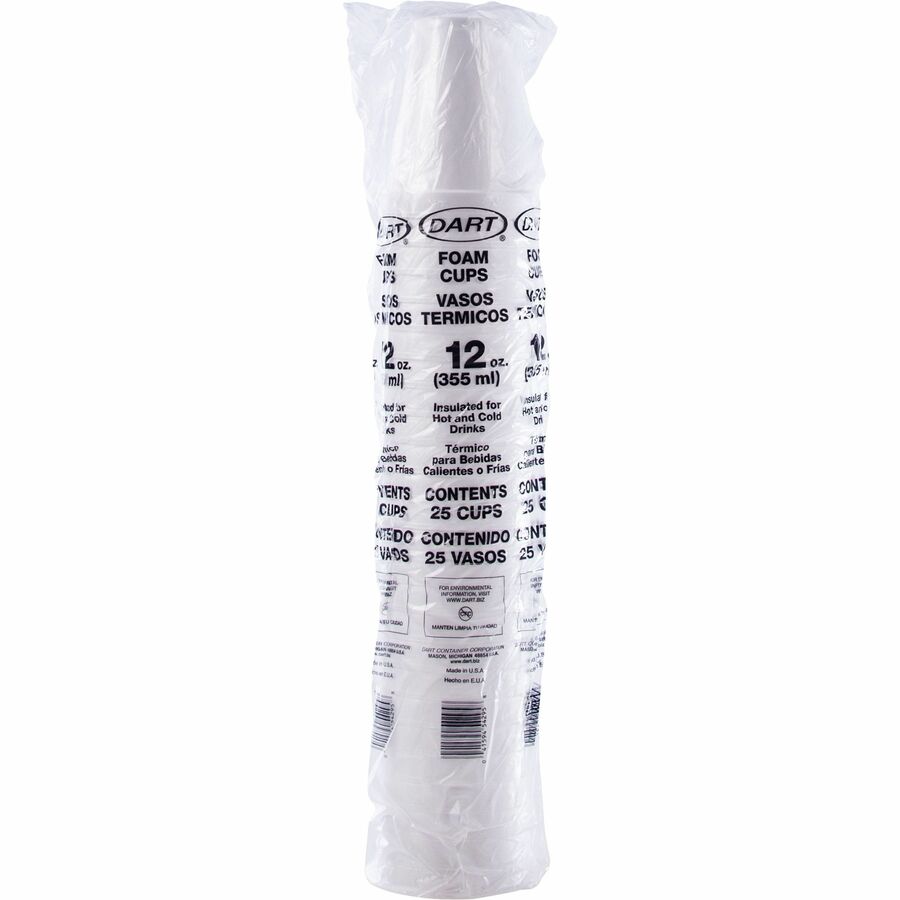 Dart® 12J12 12oz Styrofoam Cup - 25ct (Sleeve)