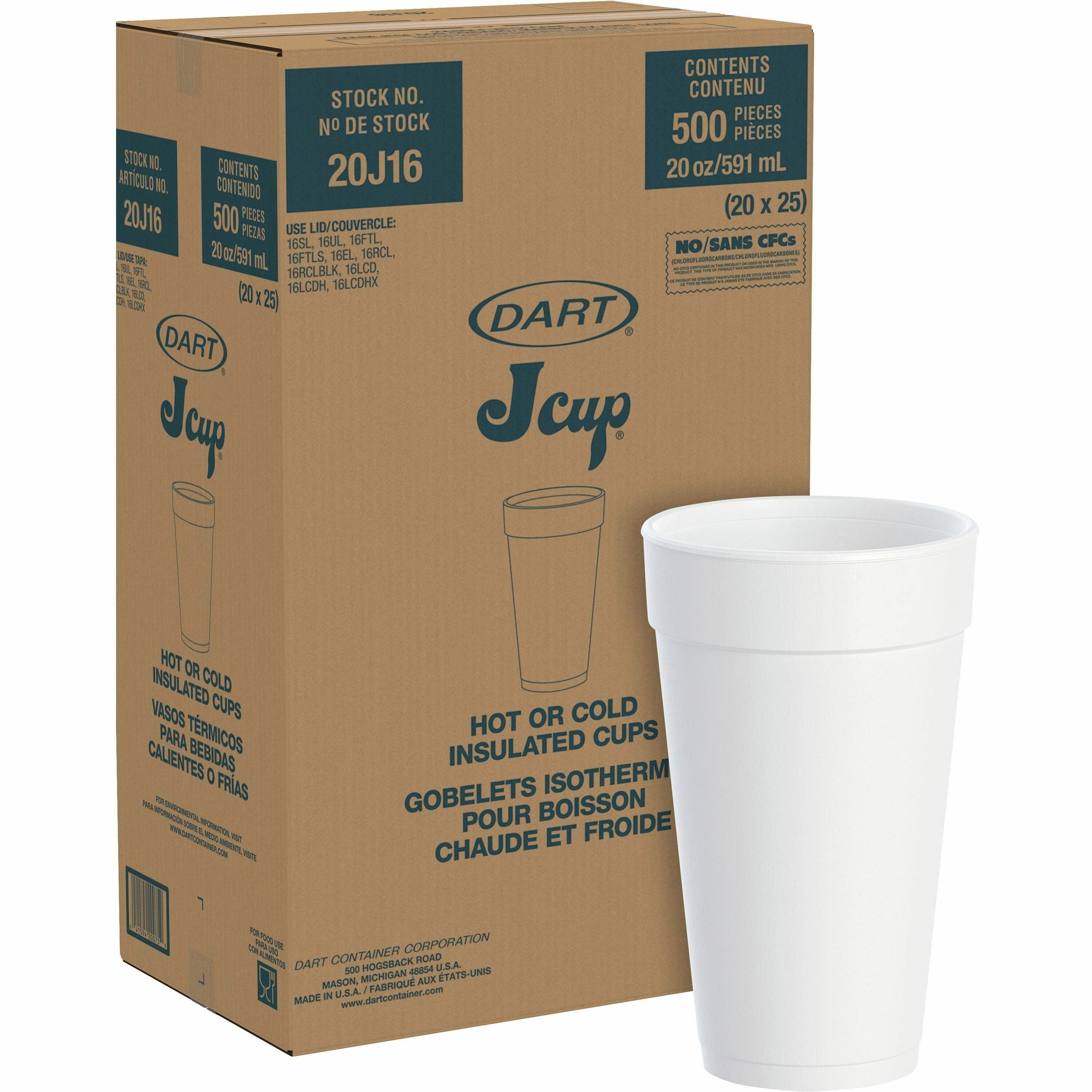 Dart® 20J16 20oz Styrofoam Cup- 500ct