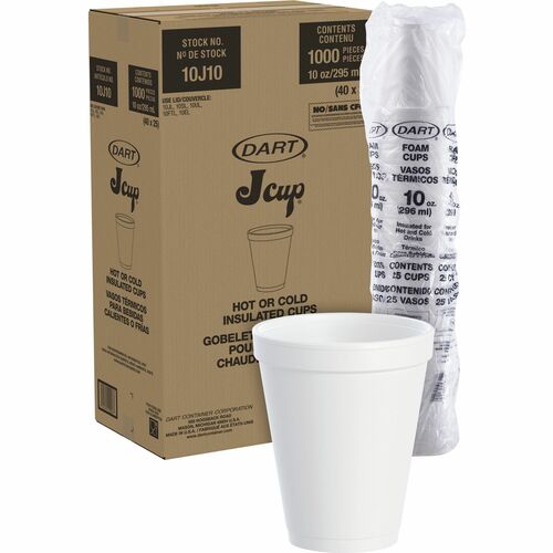 Dart® 10J10 10oz Styrofoam Cup- 1000ct