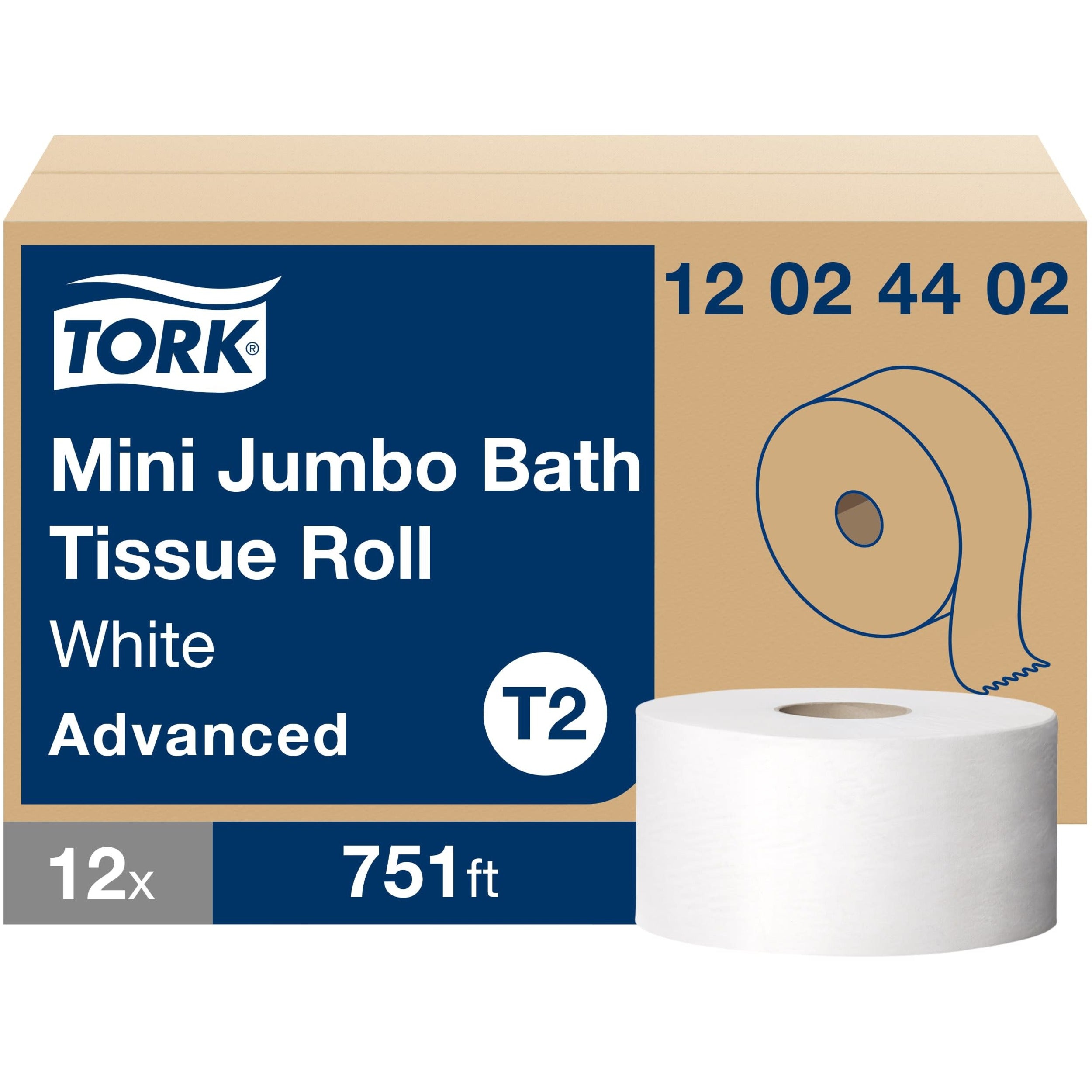 Tork Advanced Mini Jumbo Toilet Paper Roll White T2