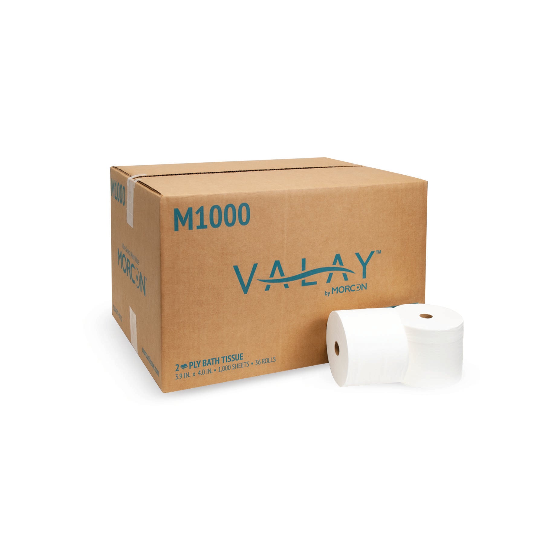 Valay® M1000 Small Core 2-Ply Bath Tissue – 1000 Sheets/Roll – 36 Rolls/Case