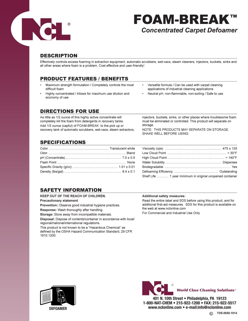 NCL® Foam Break™ Defoamer - Gallon