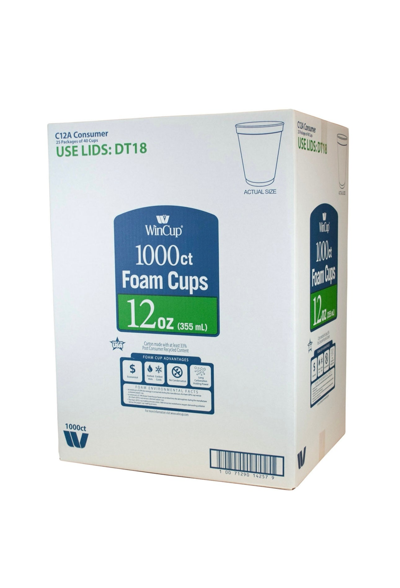 12oz Styrofoam Cups - 1000ct