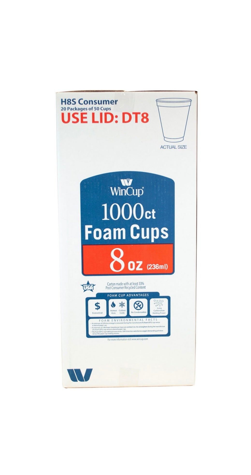 8oz Styrofoam Cups - 1000ct