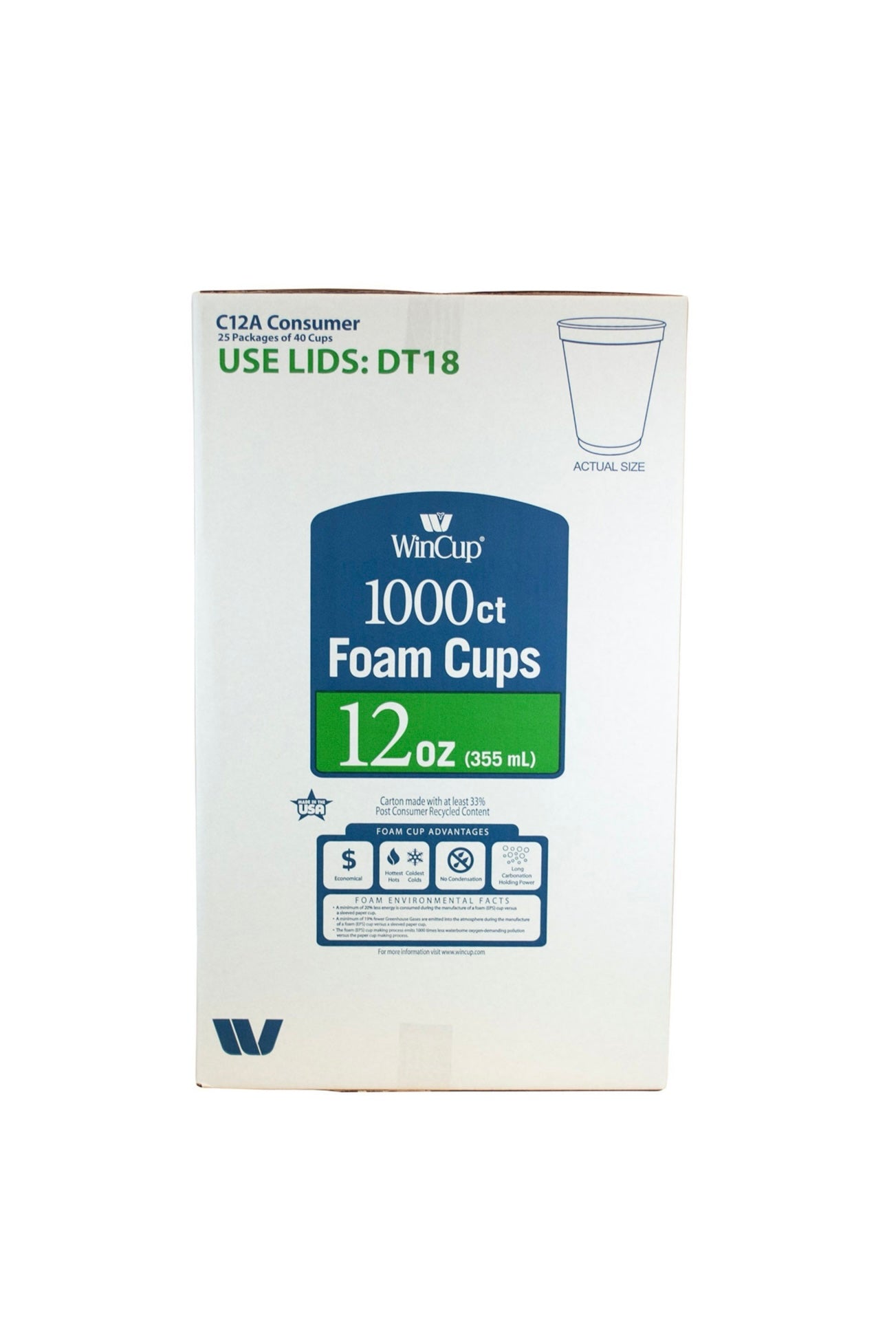 12oz Styrofoam Cups - 1000ct