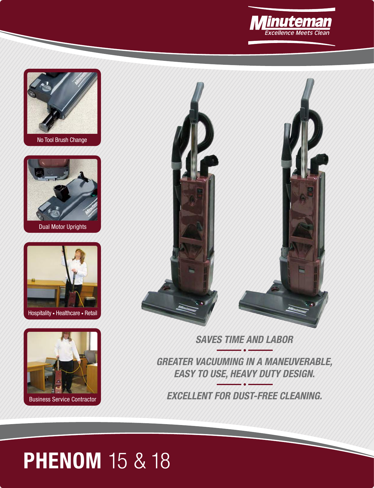 Minuteman® Phenom 15 Commercial Dual Motor Upright Vacuum