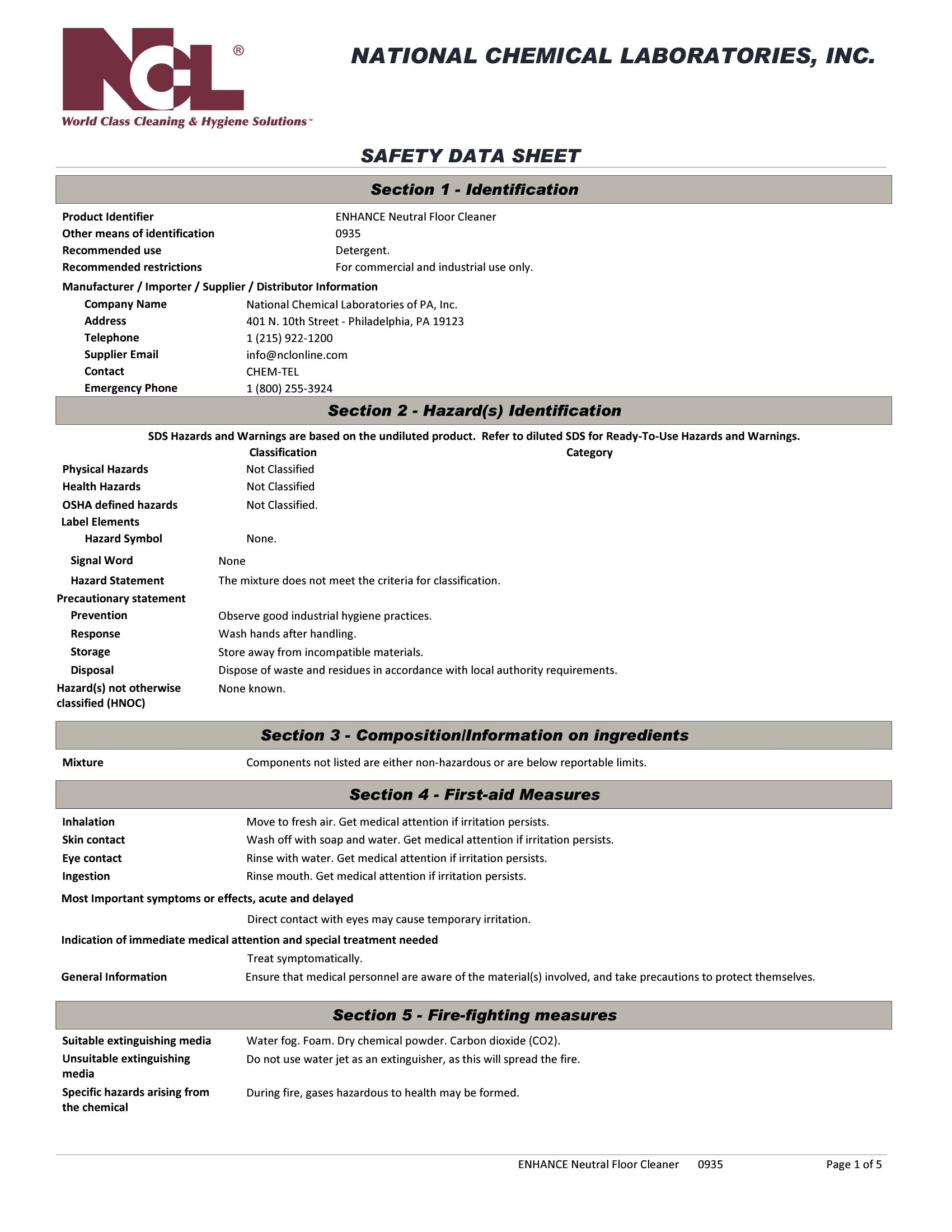 Enhance Neutral Floor Cleaner