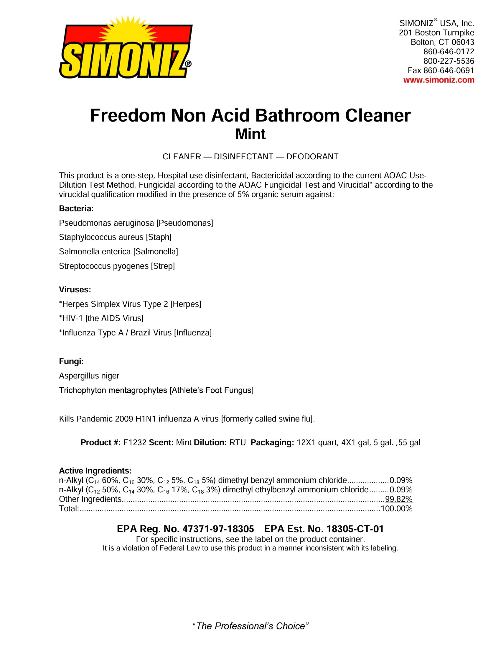 Freedom Non-Acid Bowl Cleaner