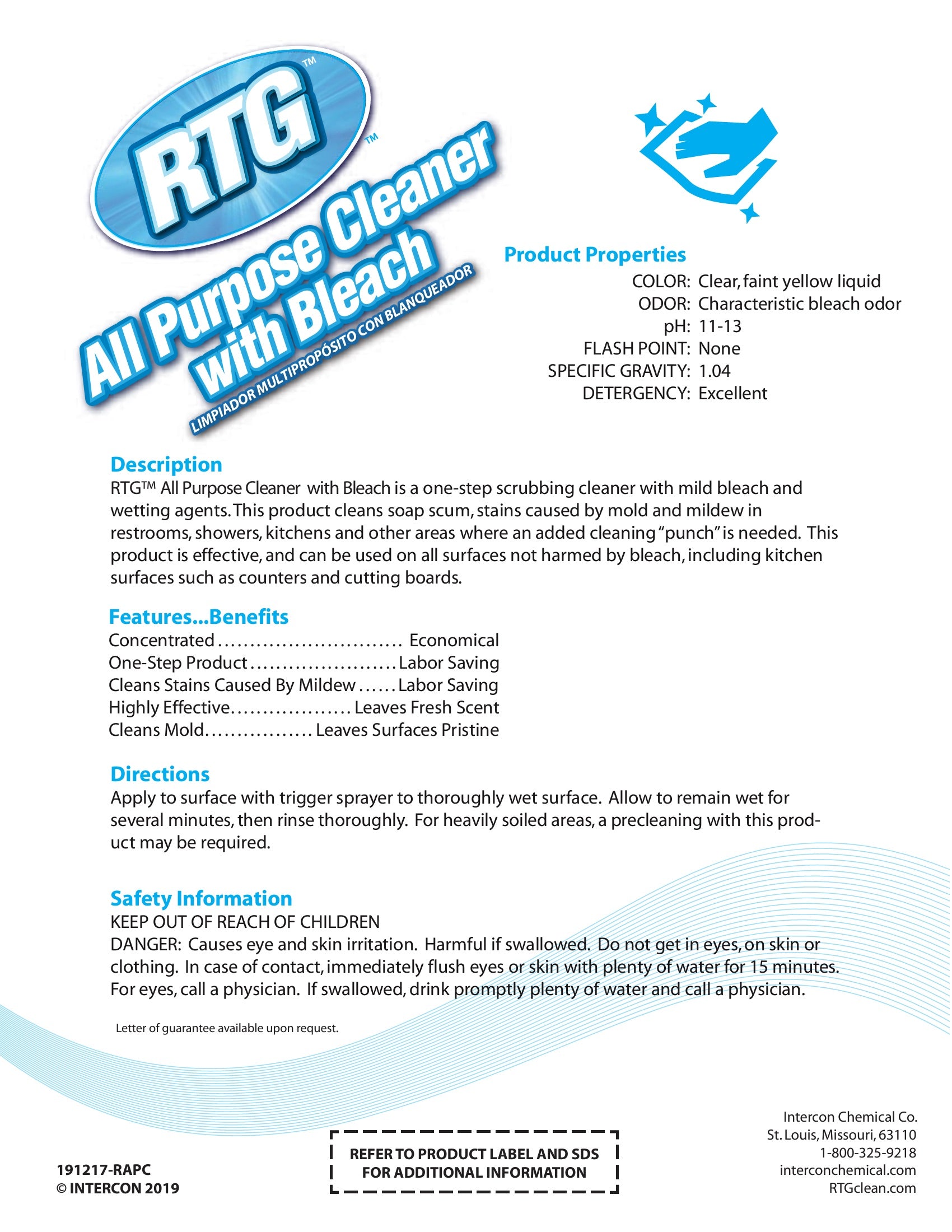 Intercon™ RTG All Purpose Cleaner with Bleach