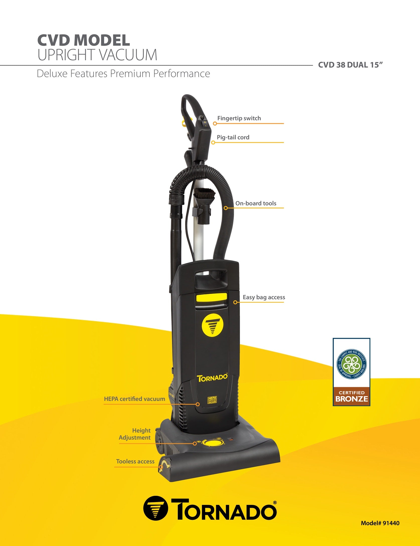 Tornado® Deluxe CVD 38/2 Dual Motor Upright Vacuum