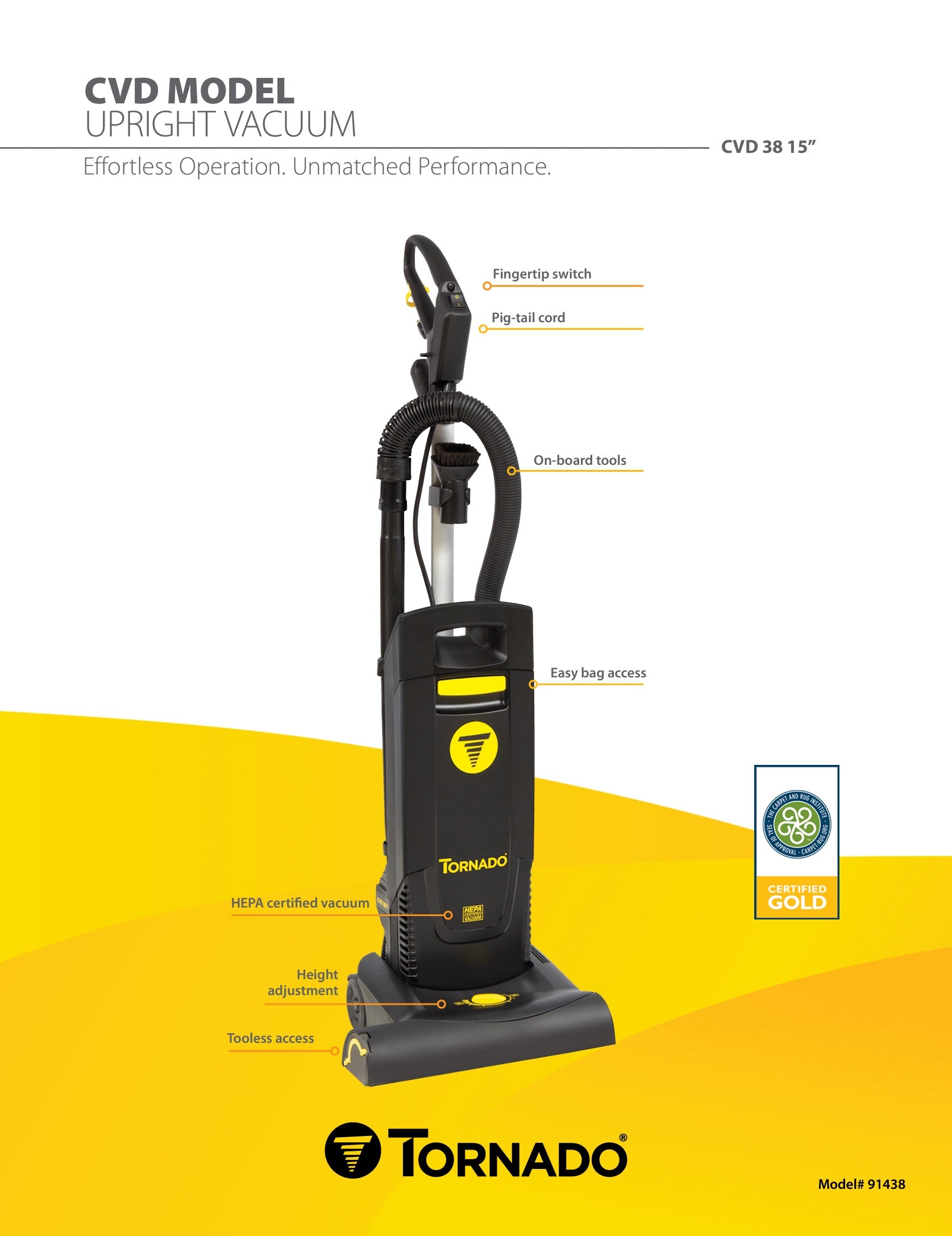 Tornado® Deluxe CVD 38/1 Single Motor Upright Vacuum