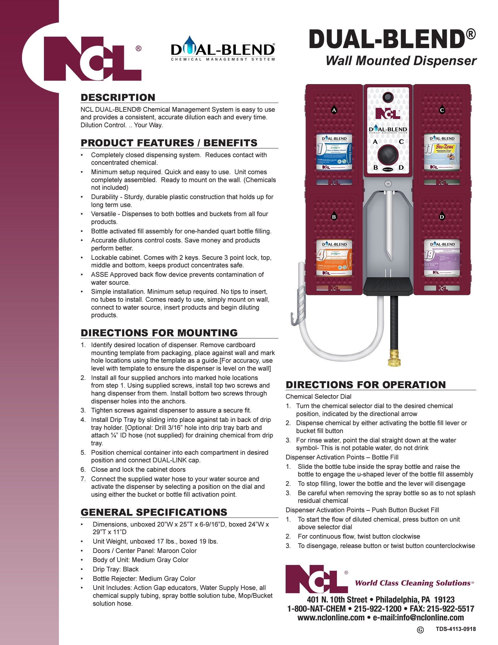 NCL® Dual-Blend® Wall Mounted Dispenser