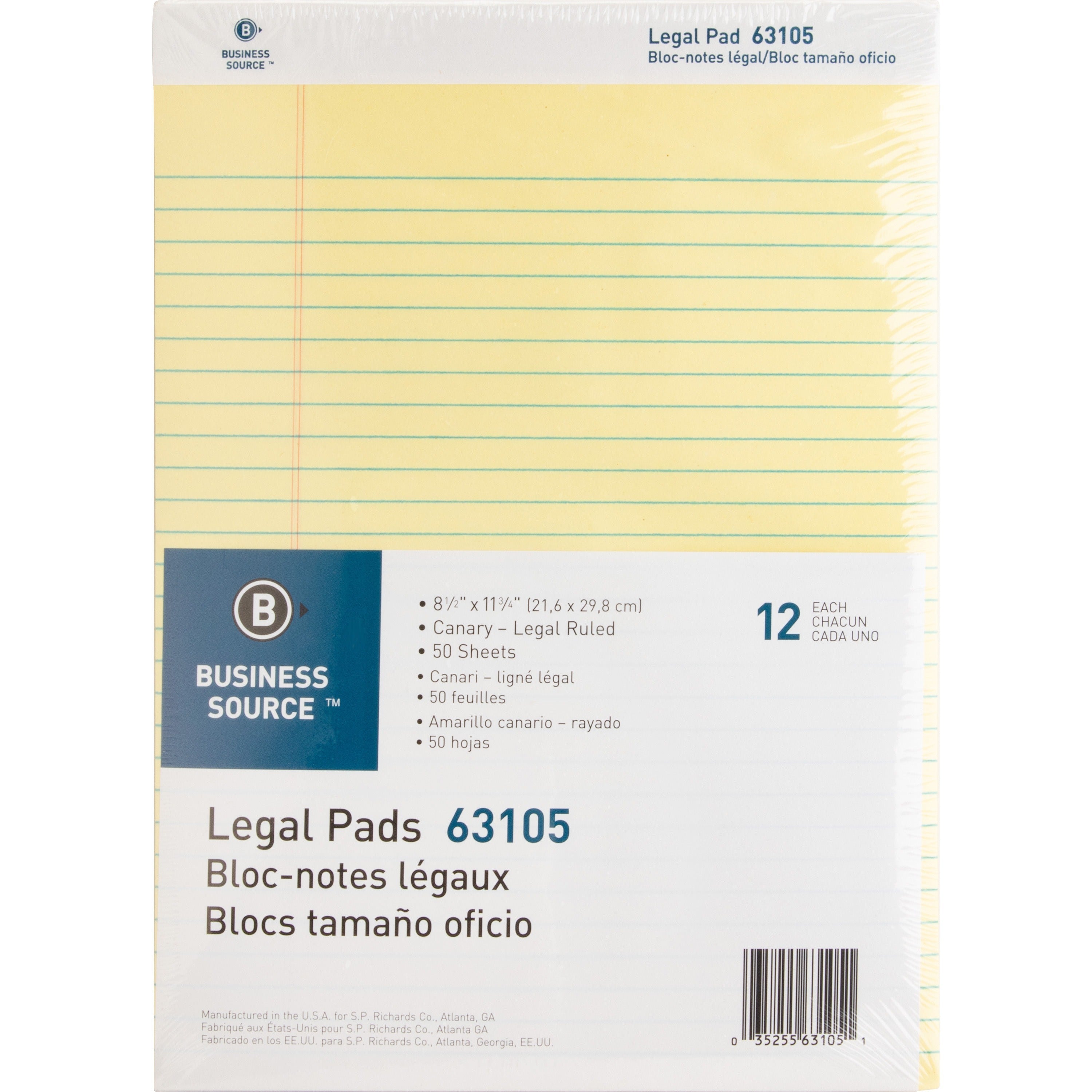 Business Source Micro-Perforated Legal Ruled Pads - 12ct