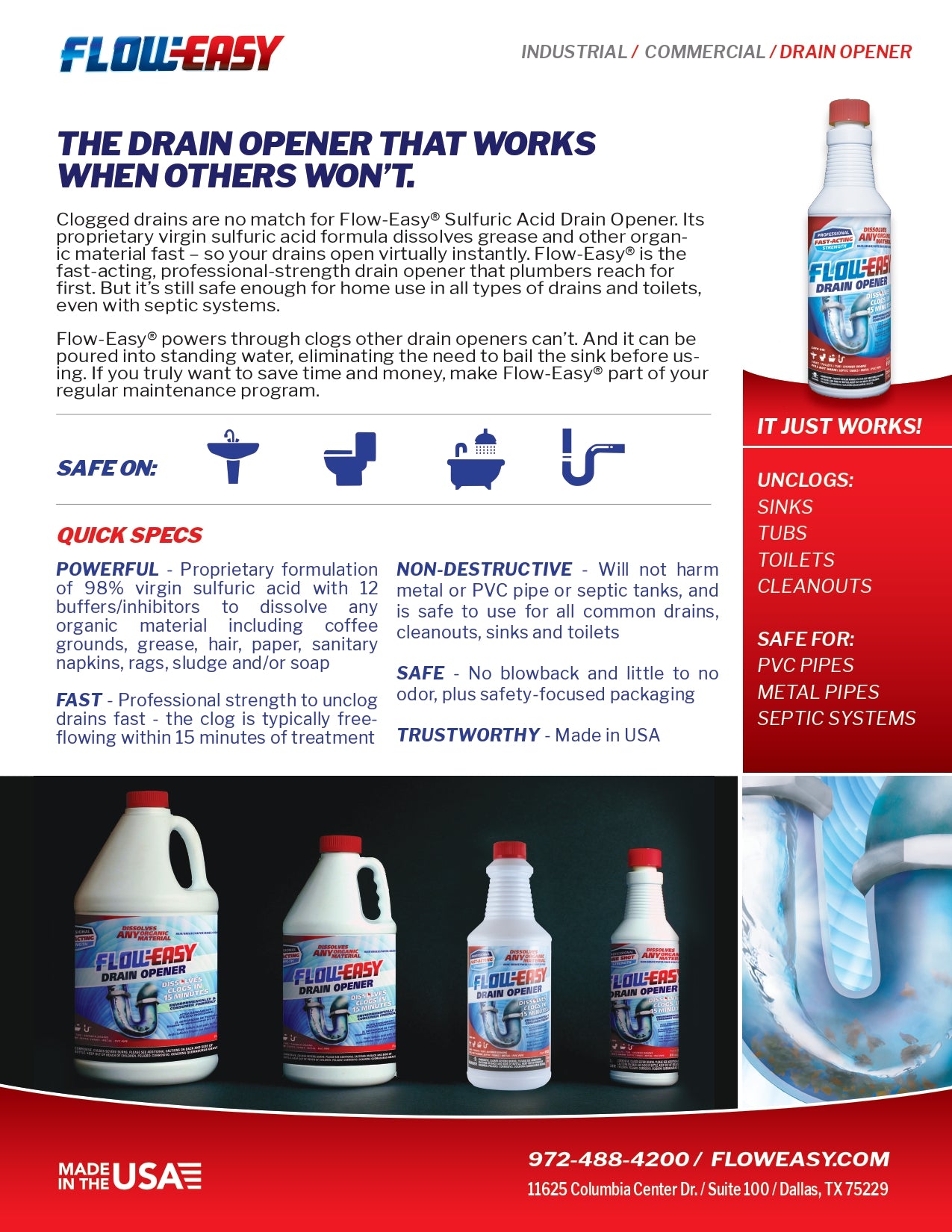 FlowEasy® Drain Opener –  128oz (Gallon)