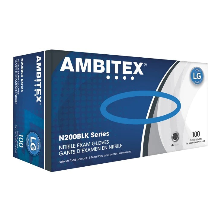 AMBITEX® 5 Mil Powder Free Black Nitrile Exam Gloves