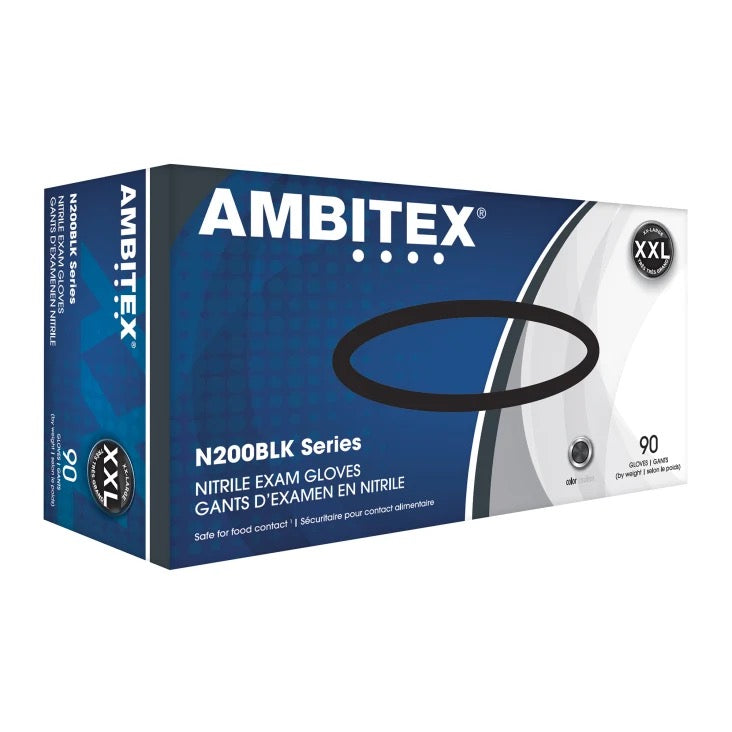 AMBITEX® 5 Mil Powder Free Black Nitrile Exam Gloves