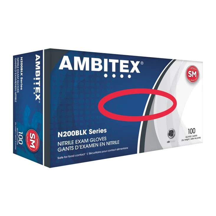 AMBITEX® 5 Mil Powder Free Black Nitrile Exam Gloves
