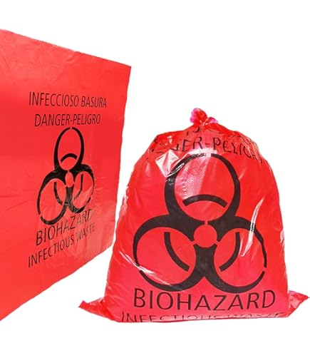 24” x 24” 7-10 Gallon Red Infectious Waste Liners 1.3 Mil - 500ct
