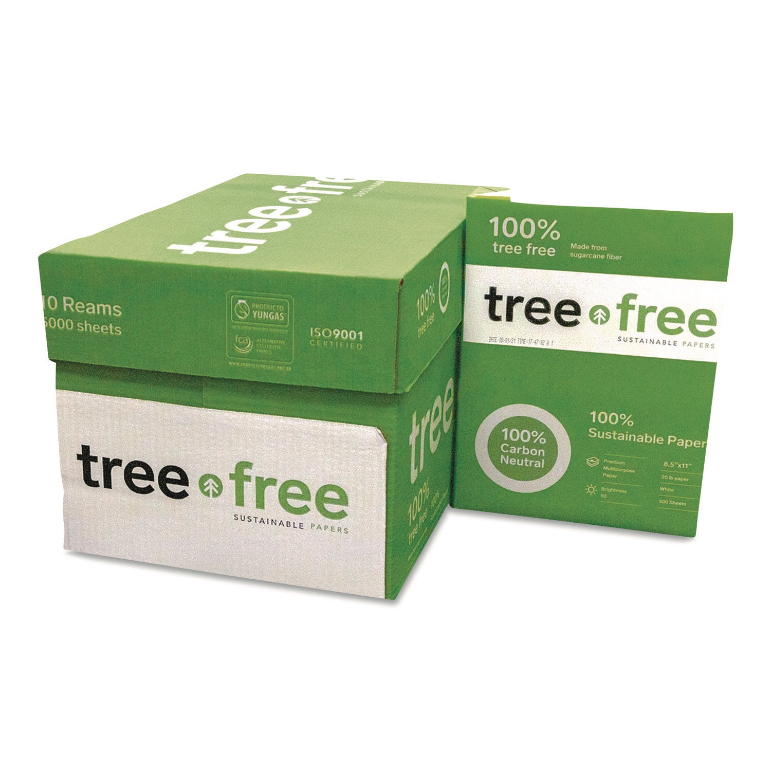 TreeFree® Multipurpose Copy Paper – 20 lb, 92 Brightness (8.5” x 11”) - 5000 Sheets