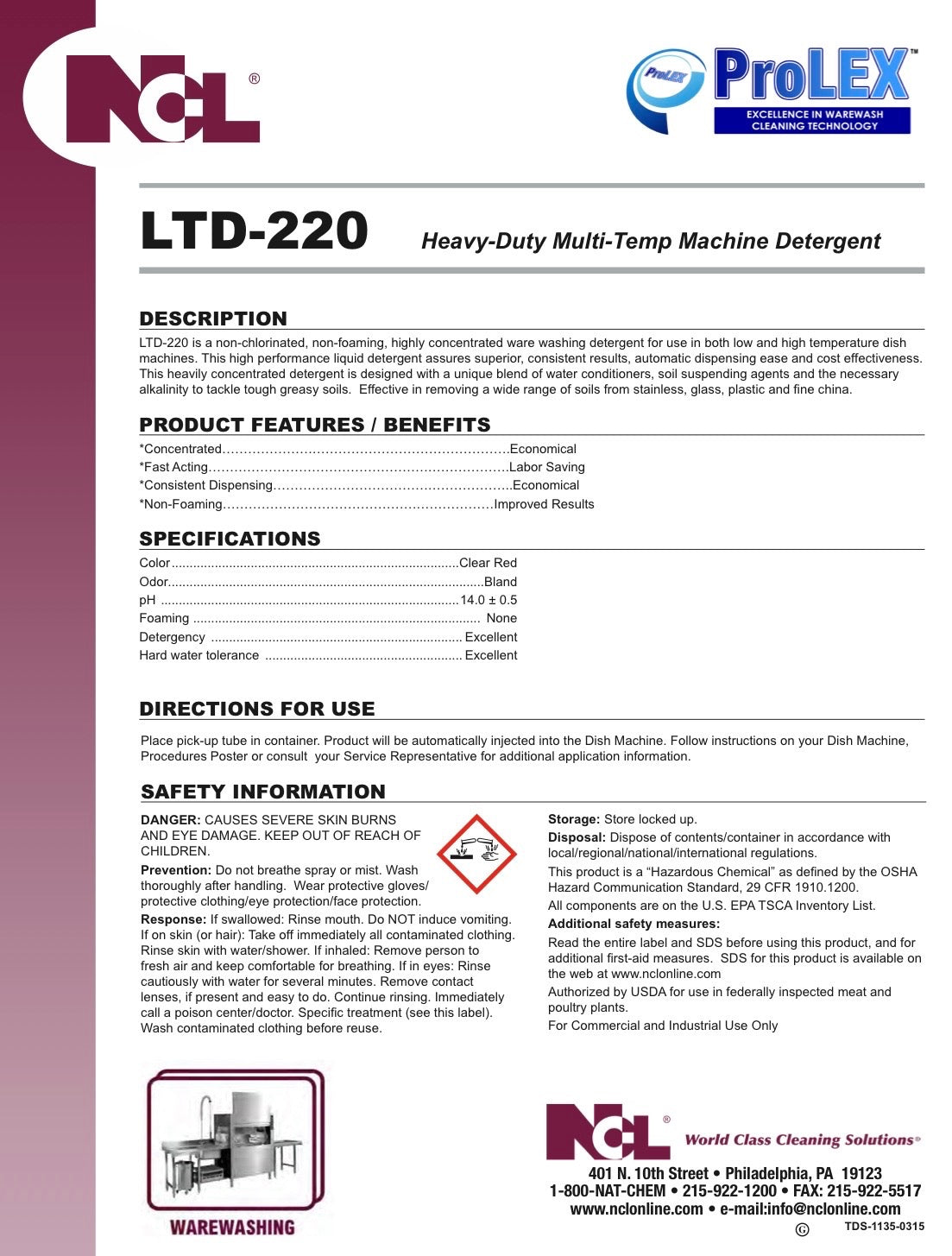 ProLEX™ LTD-220 Heavy-Duty Multi-Temp Machine Detergent