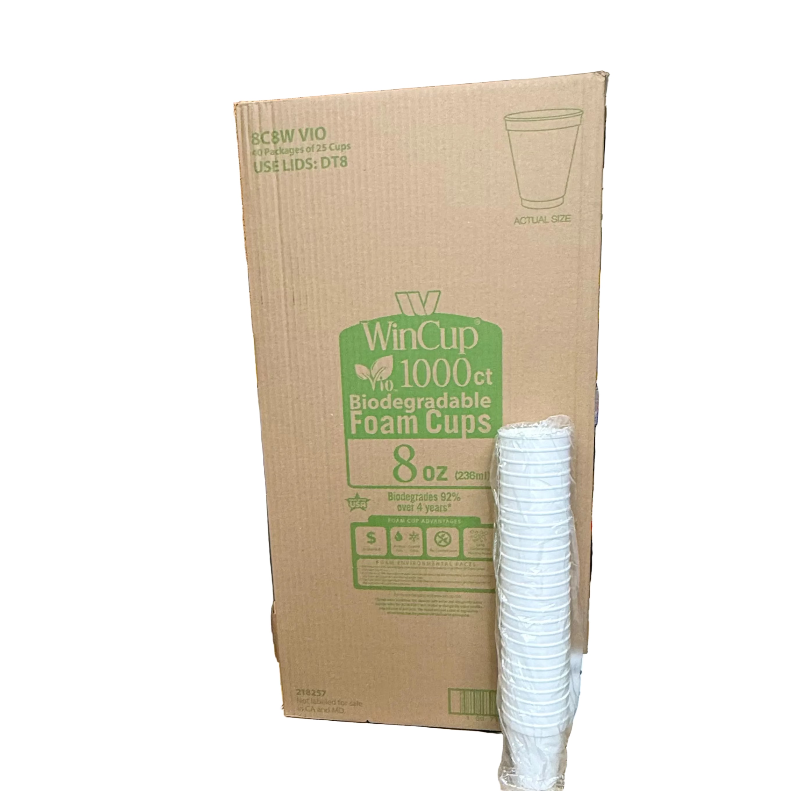 WinCup® Vio White Foam Cup – 8 oz