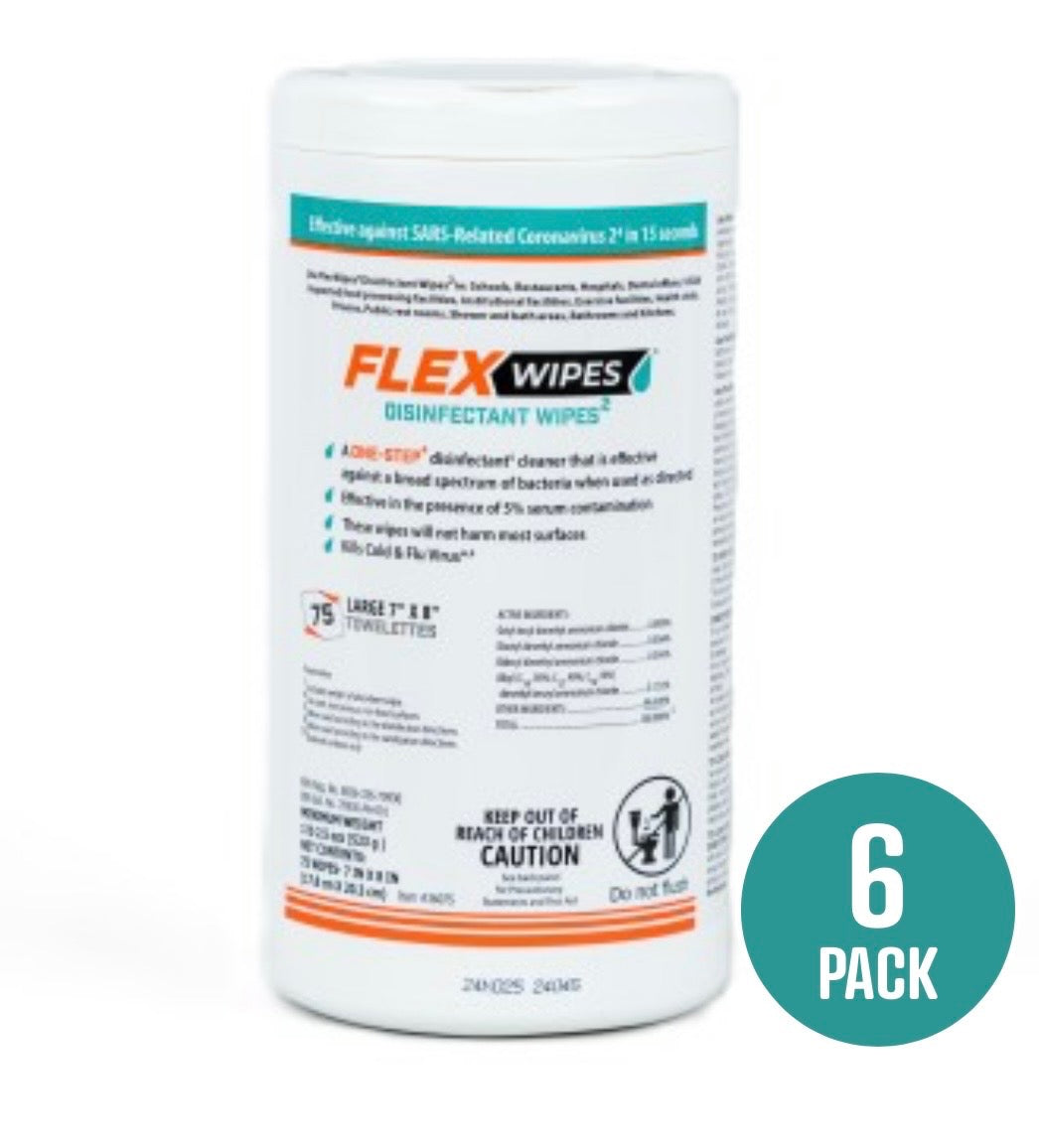 FlexWipes™ Disinfectant Wipes – 75 Count Canister (6/Case) – Item# FG20075