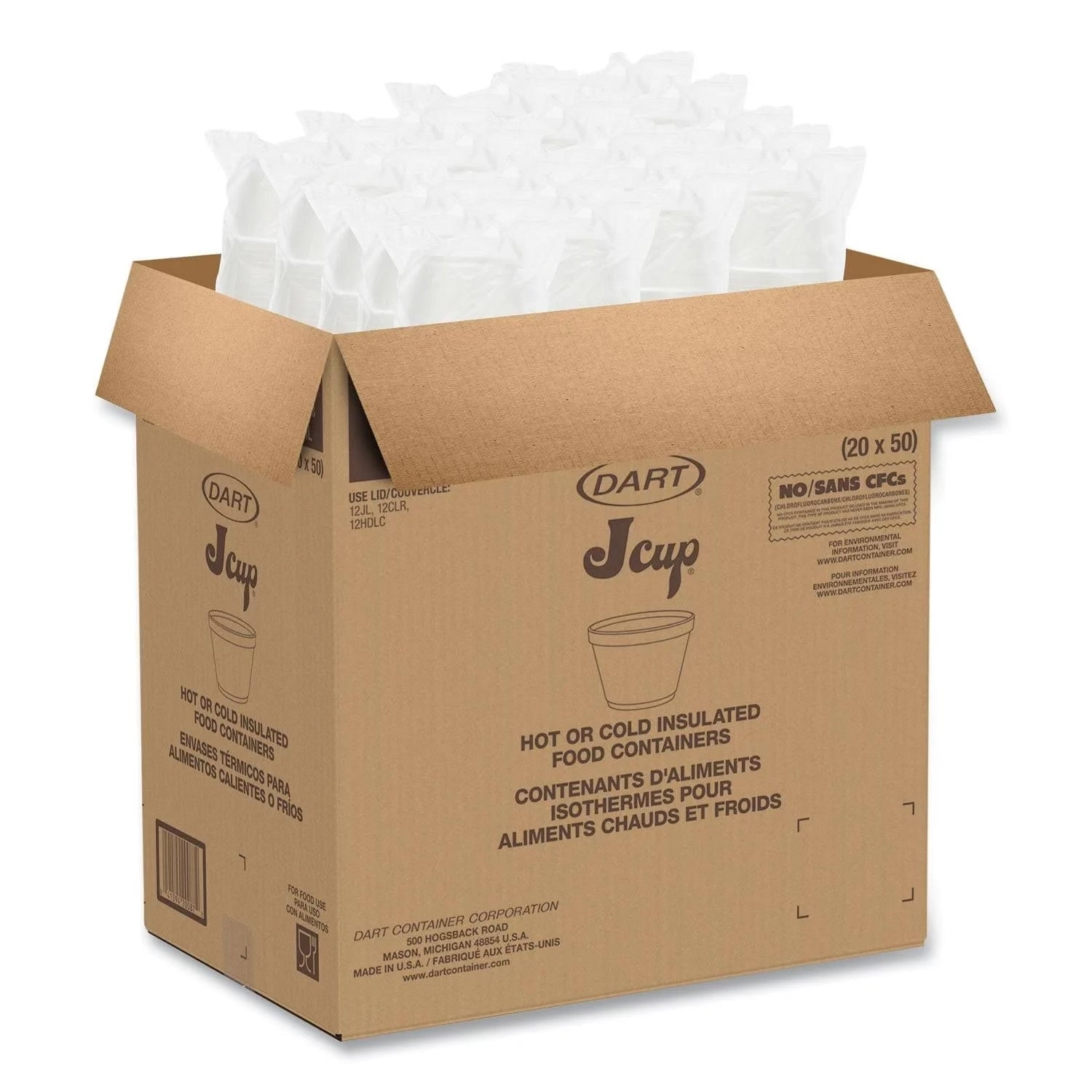 Dart® 6SJ12 6oz White Foam Food Container - 1000ct