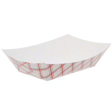 FT300 3 lb (#300) Red Check Paper Food Tray - 500/Case