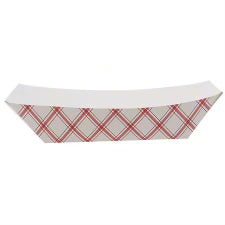 FT300 3 lb (#300) Red Check Paper Food Tray - 500/Case