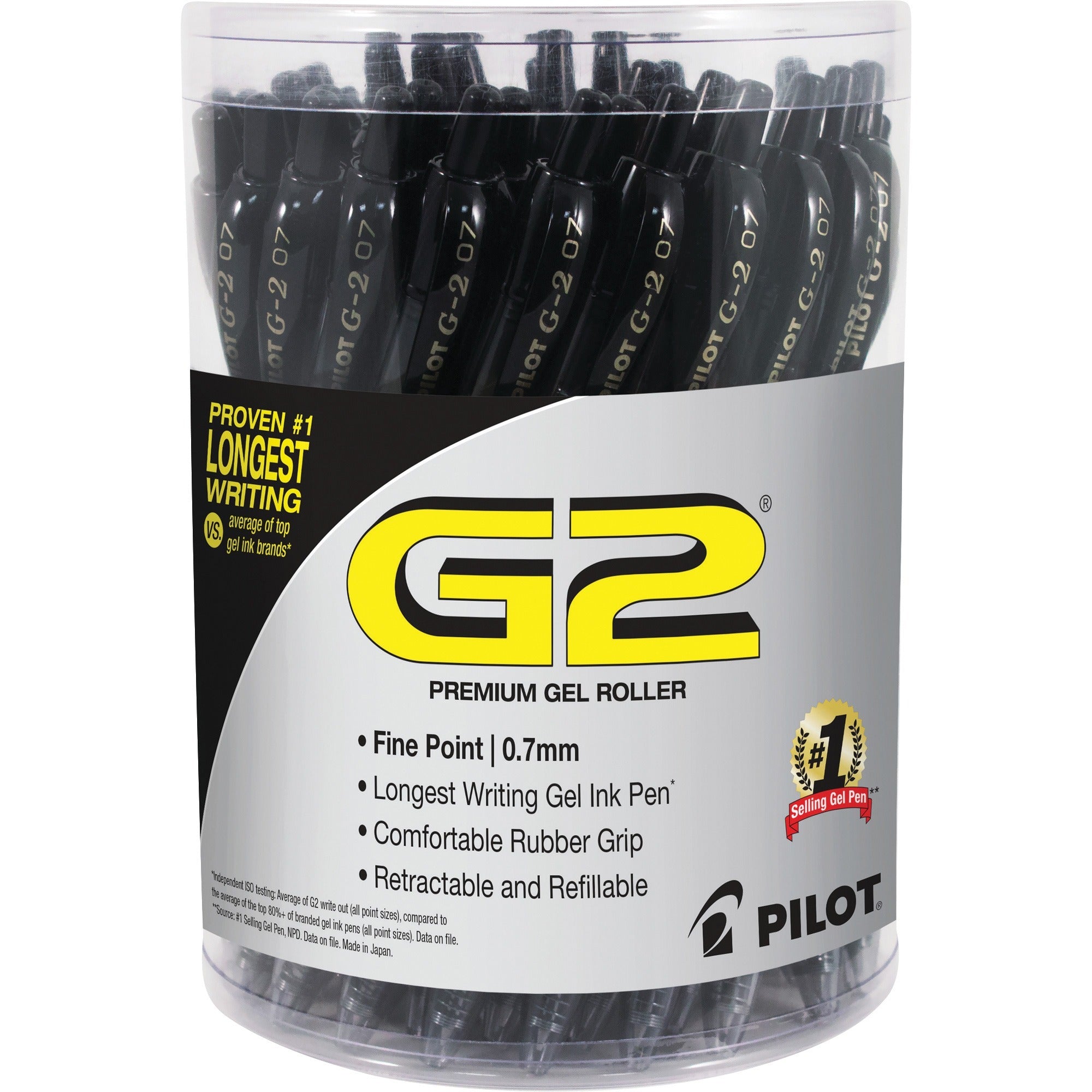 Pilot® G2 Retractable Gel Ink Pens – Black (0.7 mm Fine Point, 36/Pack)