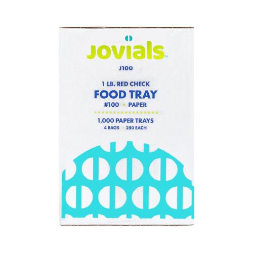 Jovials™ #100 Clay Coated Red Check 1lb Paper Food Tray
