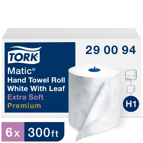 Tork Matic® Extra Soft Hand Towel Roll White with Blue Leaf