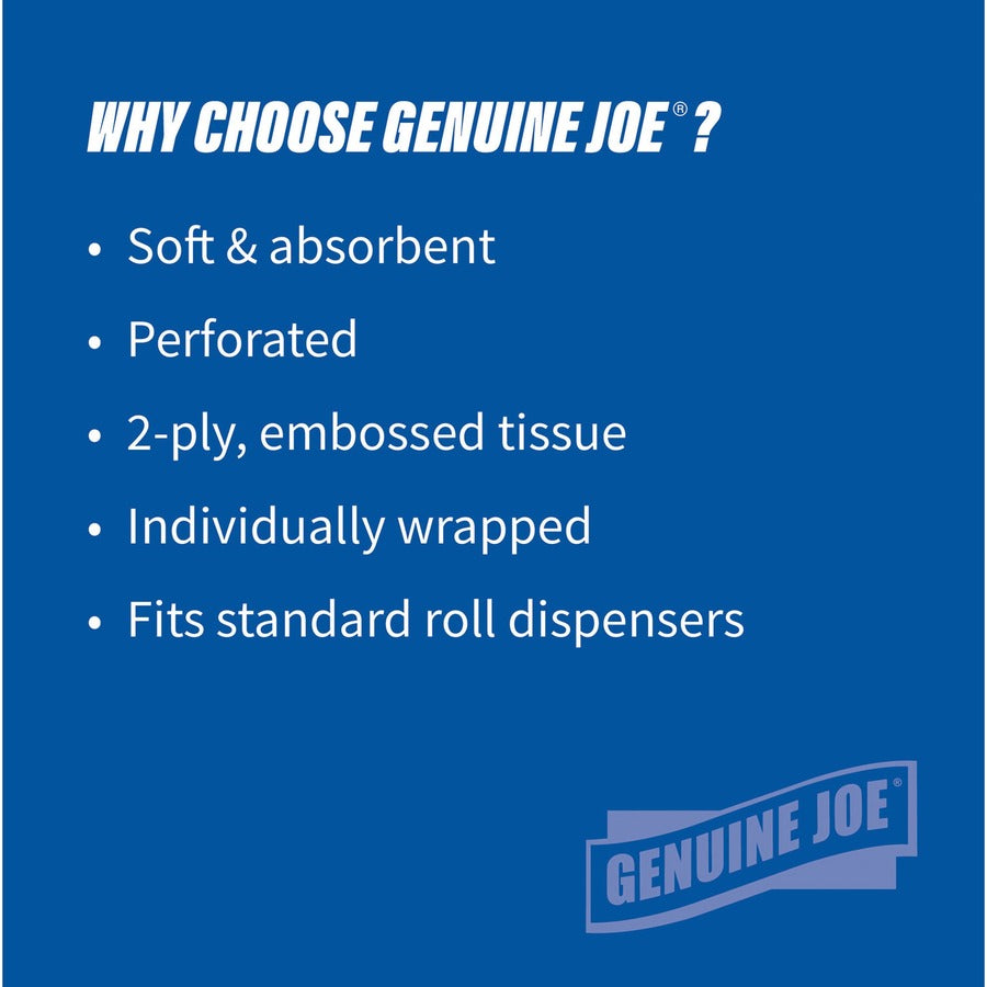 Genuine Joe 2-Ply Standard Bath Tissue Rolls 96/500