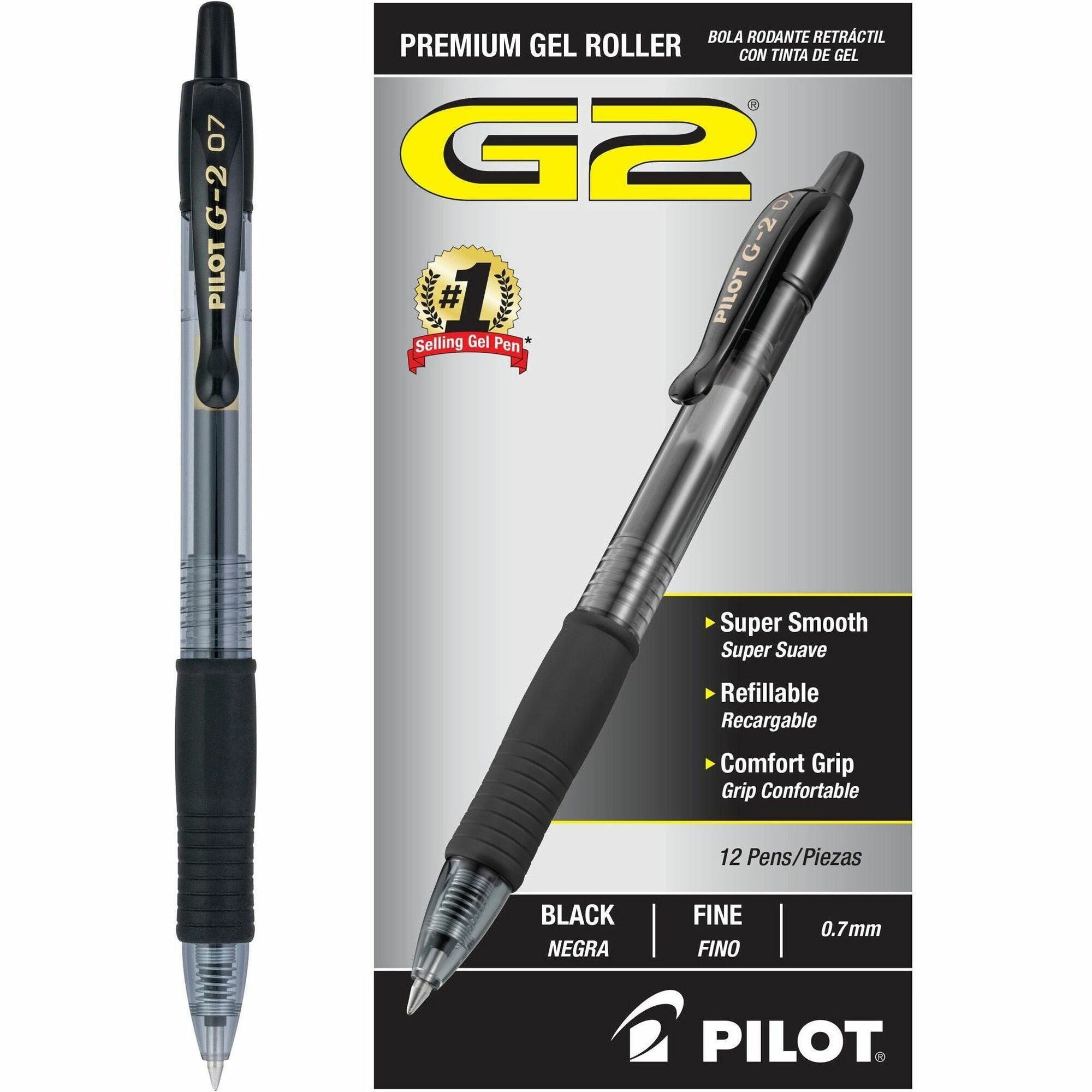 Pilot® G2 Retractable Gel Ink Rollerball Pens – Black (0.7 mm Fine Point)