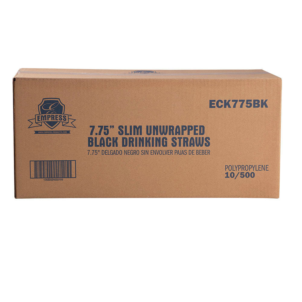 Empress® Unwrapped 7.75" Black Semi Slim Straw / Stirrer