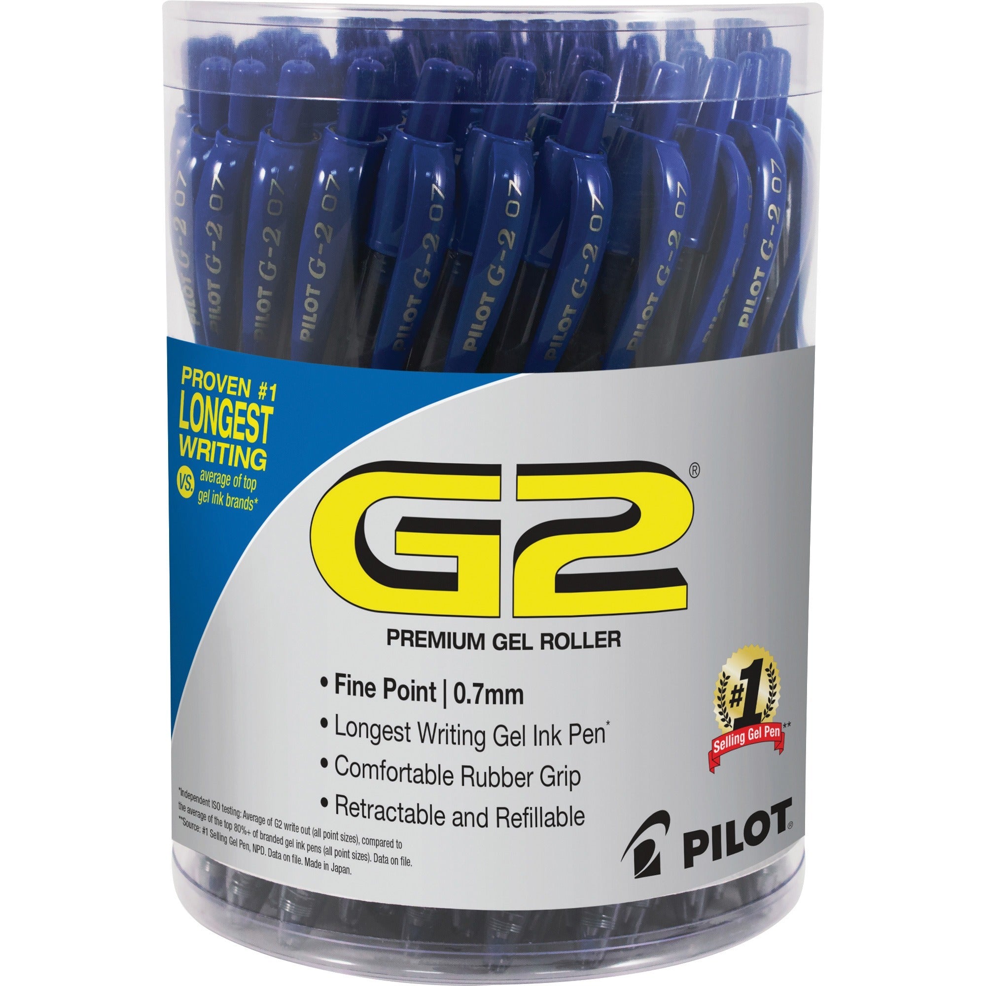 Pilot® G2 Retractable Gel Ink Pens – Blue (0.7 mm Fine Point, 36/Pack)