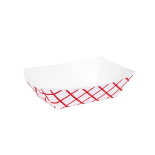 Jovials™ #100 Clay Coated Red Check 1lb Paper Food Tray
