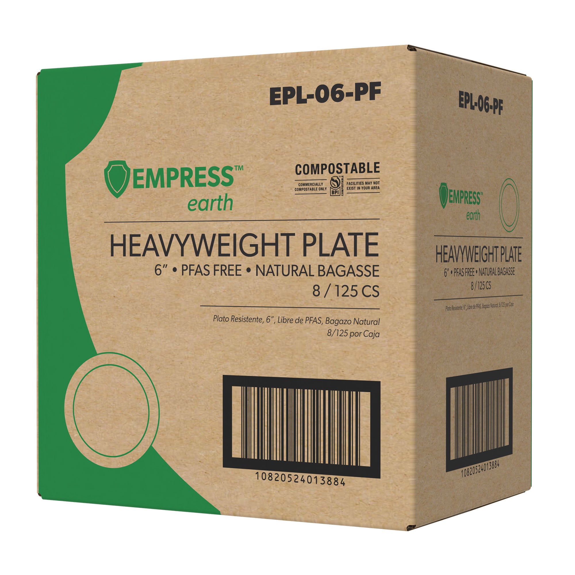 Empress Earth® Heavyweight 6" Natural Bagasse PFAS Free Plate