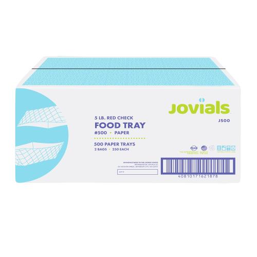 Jovials™ #500 Clay Coated 5lb Paper Red Check Food Tray