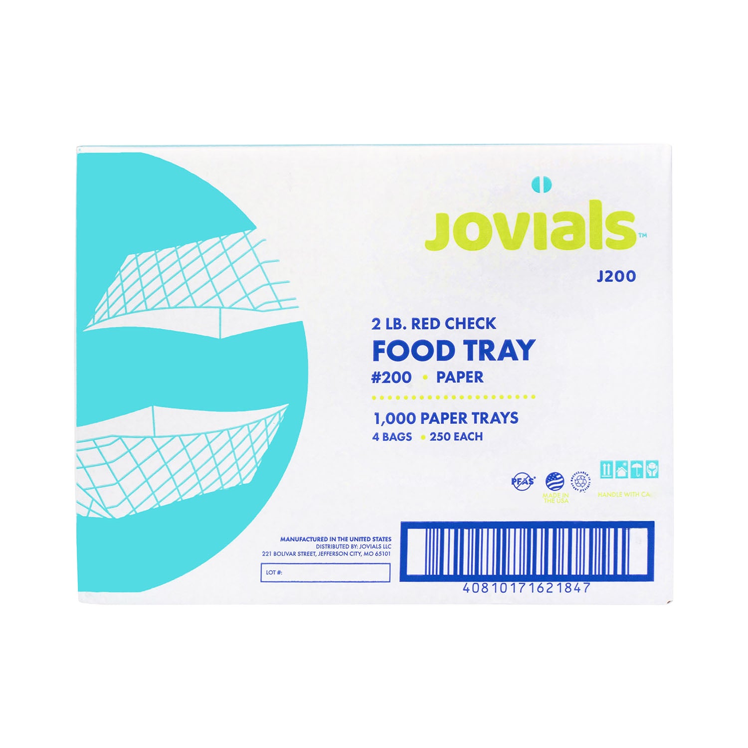 Jovials™ #200 Red & White Paper Food Tray