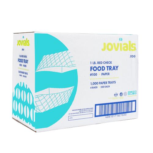 Jovials™ #100 Clay Coated Red Check 1lb Paper Food Tray