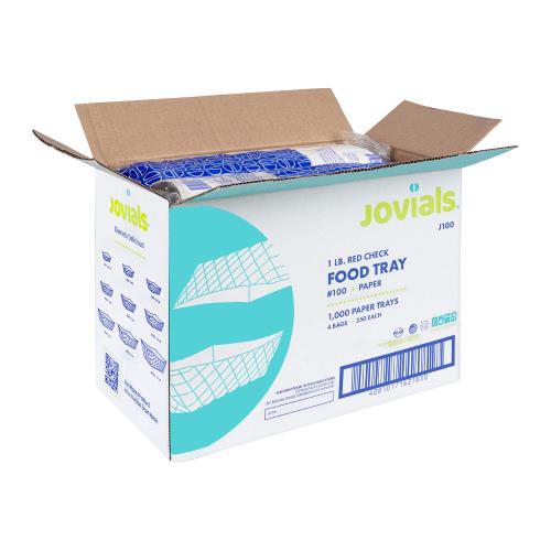 Jovials™ #100 Clay Coated Red Check 1lb Paper Food Tray
