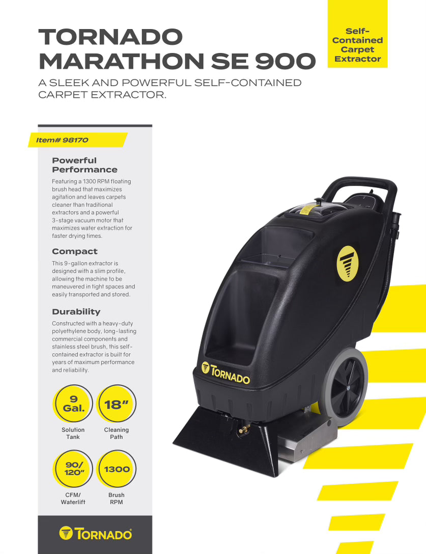 Tornado® Marathon SE 900 Self Contained Carpet Extractor